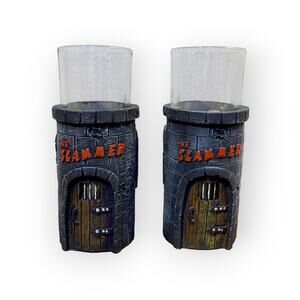 Lot of 2 THE SLAMMER Shooter Shot Glasses: Jail Prison Dungeon  Halloween